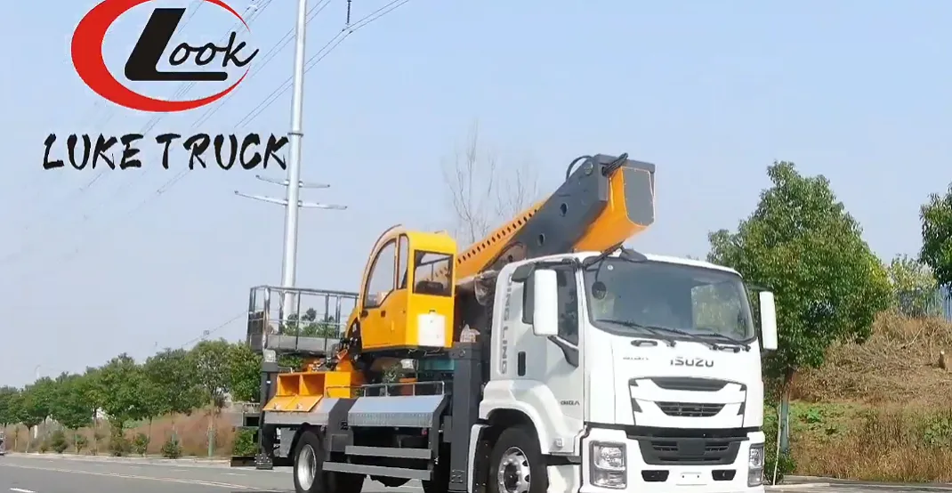 The Isuzu 45 meter aerial work truck produced by Hubei Luke Truck is sent to Zimbabwe, with a 7 sect