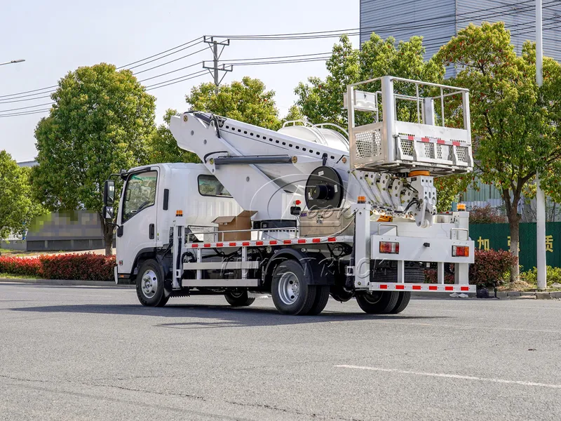 White Isuzu 33-meter Aerial Working Platform Truck