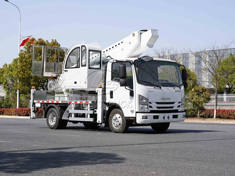 White Isuzu 33-meter Aerial Working Platform Truck