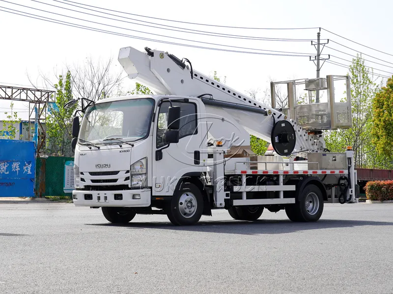 White Isuzu 33-meter Aerial Working Platform Truck