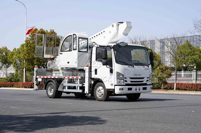 White Isuzu 33-meter Aerial Working Platform Truck