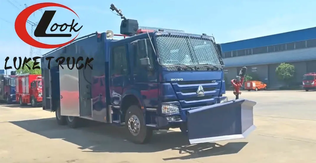 Sinotruk Howo Rear Dual Axle Riot Control Fire Truck Promotional Video Hubei Luke