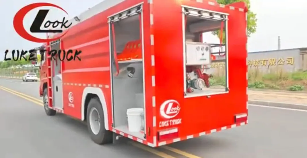Dongfeng Tianjin Water Tank Fire Truck Departure Video - Hubei Luke Truck